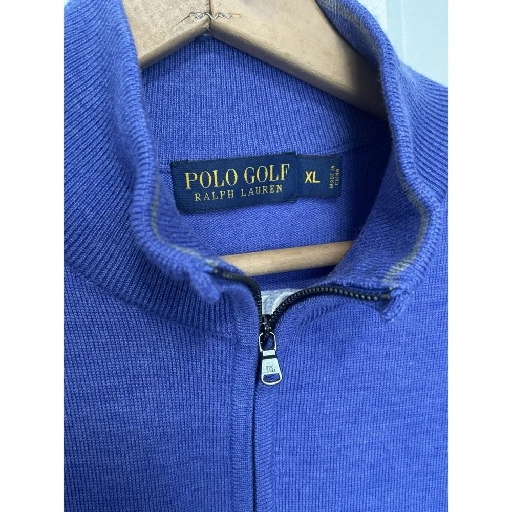 Polo Golf Ralph Lauren 100% Wool Purple 1/4 Zip Sweater Vest Men's‎ XL 0293